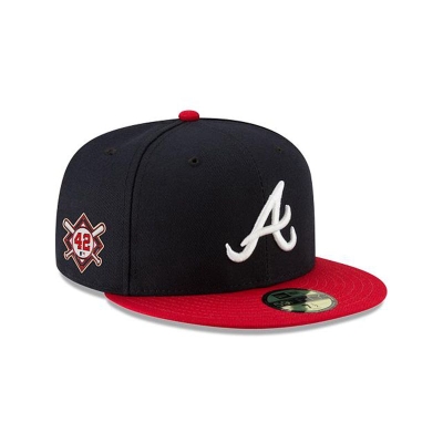 Blue Atlanta Braves Hat - New Era MLB Jackie Robinson Day 59FIFTY Fitted Caps USA6275089